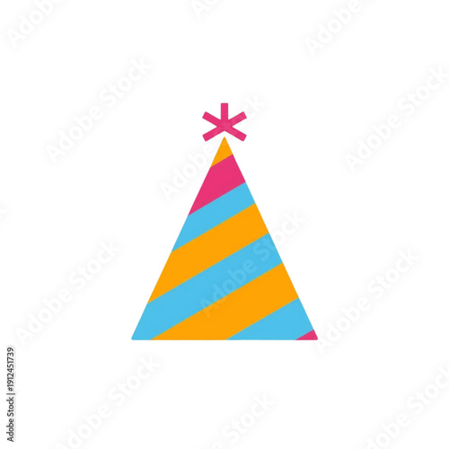 Colorful Party Hat with Pink Star on Top