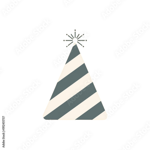 Minimalist Striped Party Hat Illustration with Sparkle