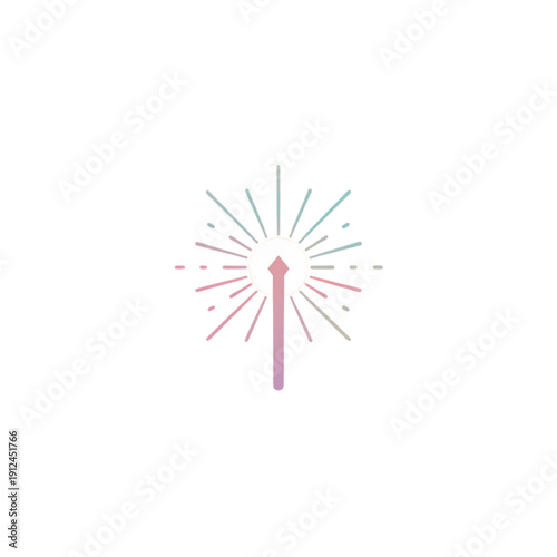 Minimalist Sparkler Icon with Subtle Pastel Glow