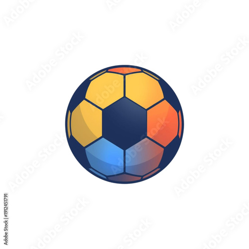 Colorful Geometric Patterned Soccer Ball on White Background