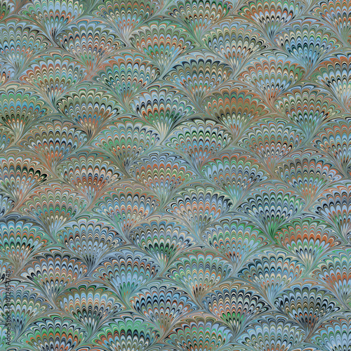 Peacock (Bouquet) Pattern Marbling Background