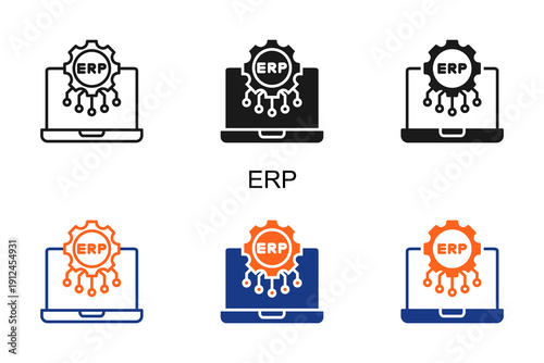 Erp Icon Multi Style Vector Illustration