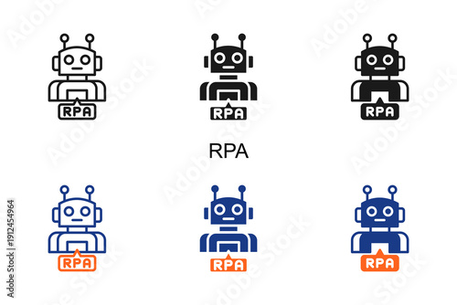 Rpa Icon Multi Style Vector Illustration