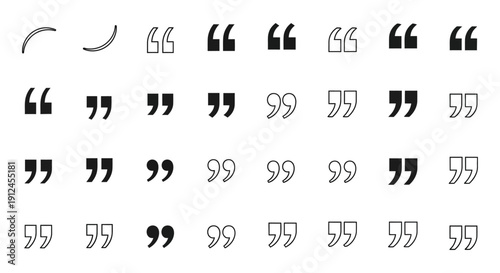 diverse vector collection of quotation marks speech marks and inverted commas showcasing various styles for typography design.