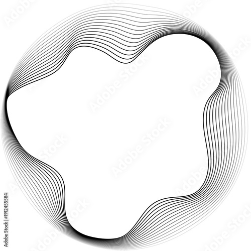 Circles round shape with wavy dynamic line. Frame border gradient