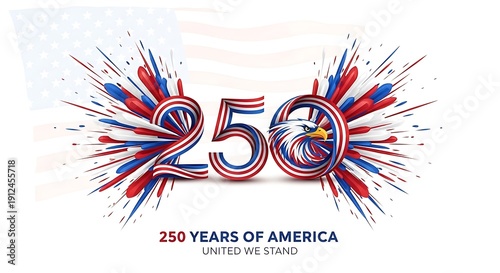 Commemorative 250 Years of America United We Stand Patriotic Celebration Design