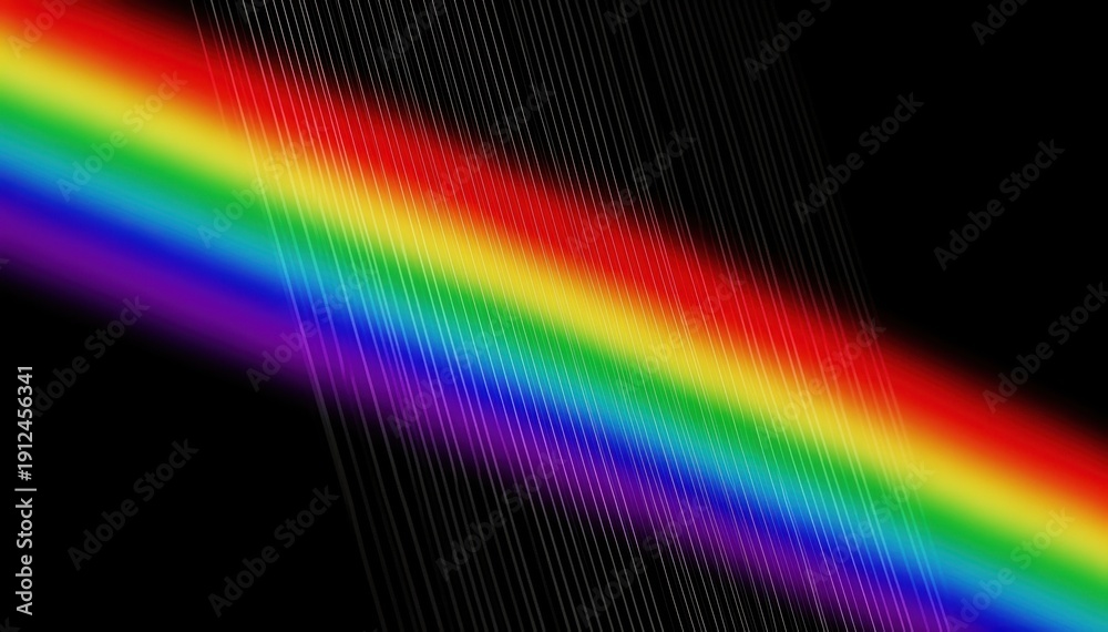 Naklejka premium Rainbow's Artistic Canvas: A vibrant spectrum of colors arches across the frame, a symbol of hope and serenity.
