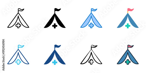Field hospital icons set multiple style collection. Editable stroke 
