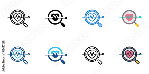 Health monitoring icons set multiple style collection. Editable stroke 
