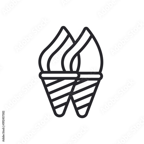 ice cream icons outline and Flat Style,transparent background