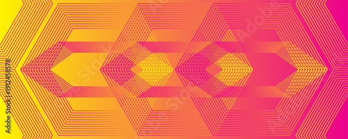 Orange and yellow gradient abstract background. Glowing geometric lines pattern. Modern texture design. Futuristic concept. Suit for brochure, banner, poster, cover, website