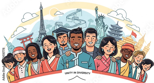 Diverse Group of People from Around the World Celebrating Together.