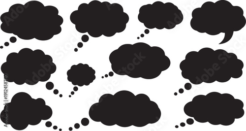 Black speech bubbles on a white background illustration design