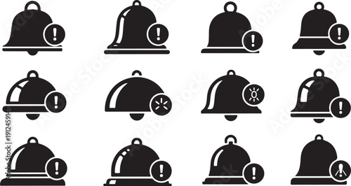 Food Service Icons with Various Notification Symbols Displayed