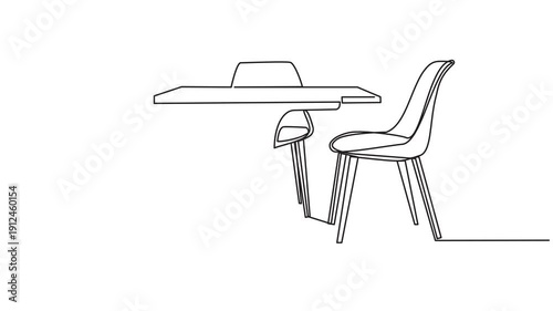 Animated self drawing of continuous line drawing stylish room with full furniture modern. Relaxing space. Scandinavian design interior. Full length single line animation