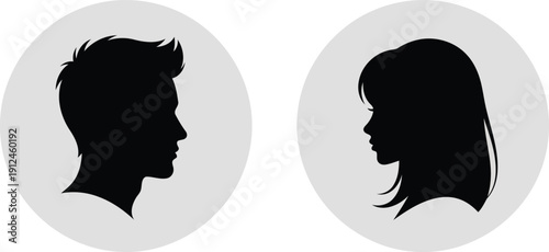 Silhouette profiles of a man and woman
