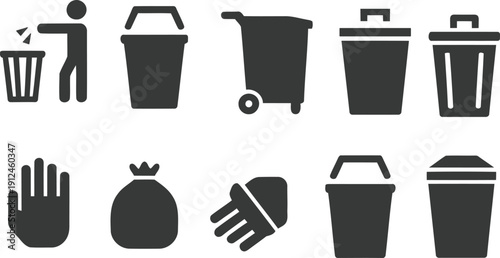 Trash and recycling symbols