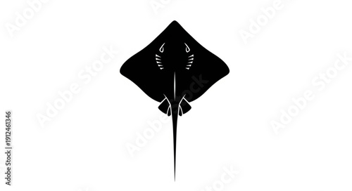 Black silhouette of a stingray on a white background.