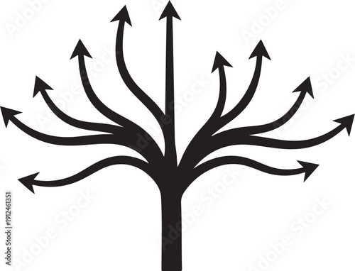 Black Arrows Pointing Upward in Multiple Directions Freely