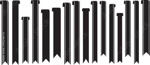 Collection of various black ribbons on white background