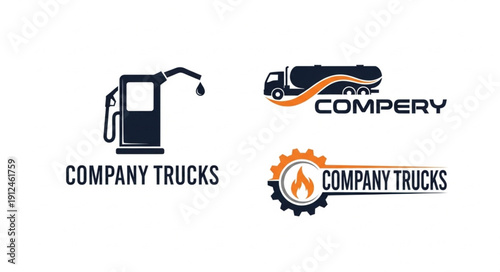 Company Trucks Logo Collection Fuel Transport Industry.