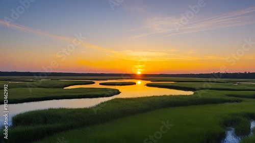 Sunset over Horseshoe Creek Marsh and Bohicket Creak