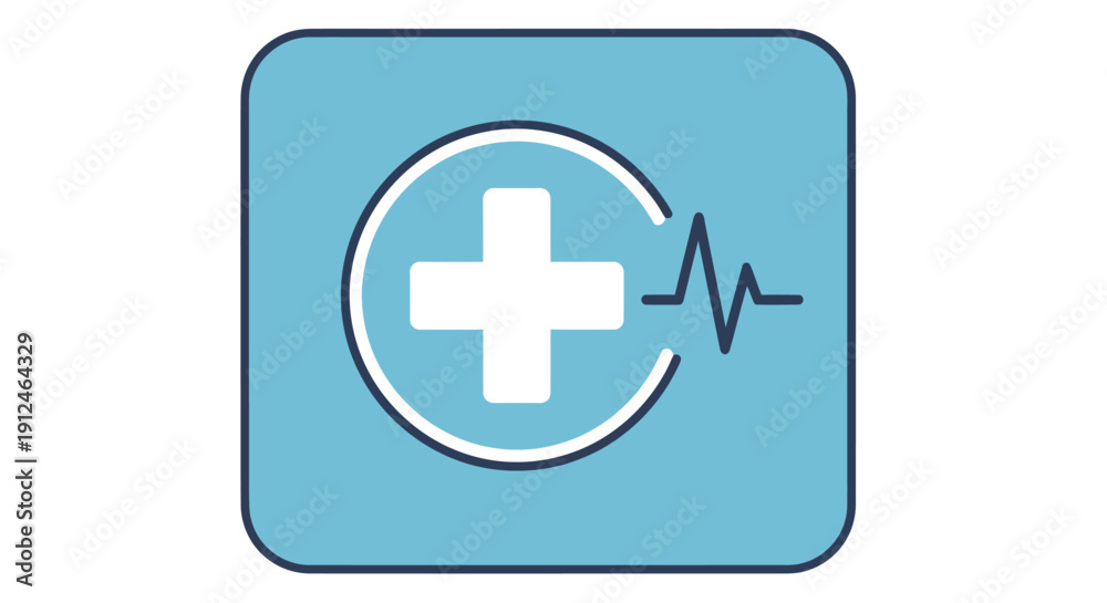 Fototapeta premium Medical Cross Symbol with Heartbeat