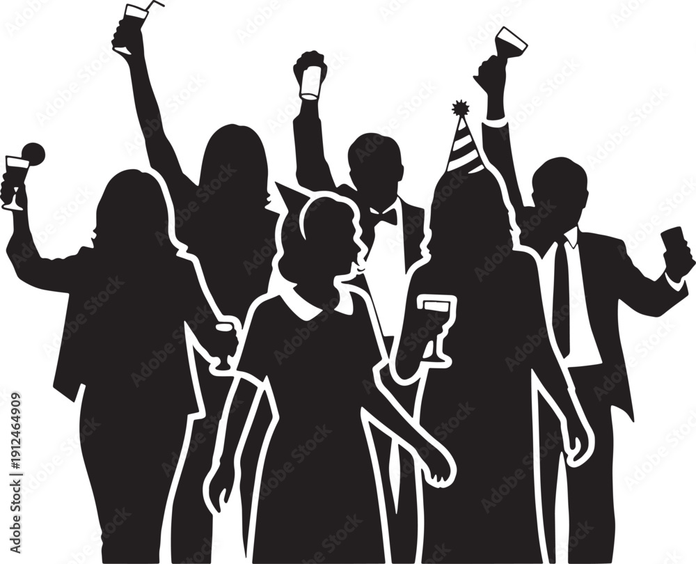 Fototapeta premium Group of people celebrating at a party in formal attire