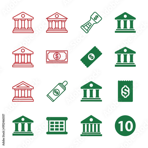 Green and red bank and money finance