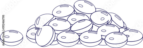 A pile of colorful, oval-shaped candies or sweets. These candies come in a variety of colors, including red, green, orange, yellow, and blue.