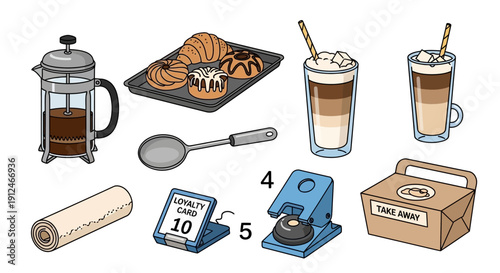 Coffee shop essentials and treats