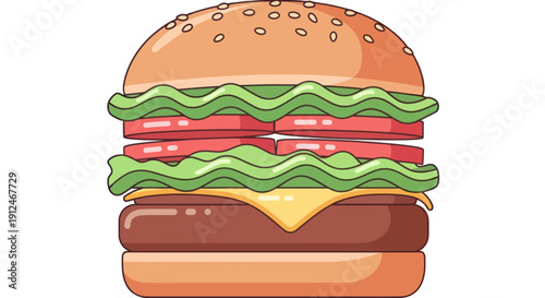Cartoon illustration of a delicious cheeseburger