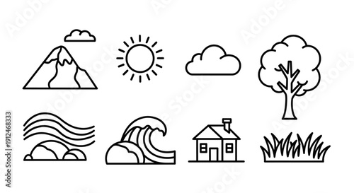 Set of nature and weather icons