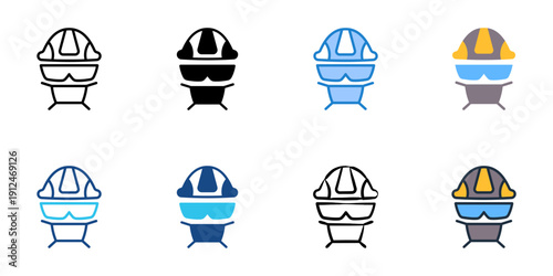 Protective gear icons set multiple style collection. Editable stroke 
