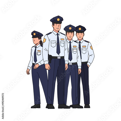 Diverse Security Team Standing Together, Professional Uniforms, Ready for Duty