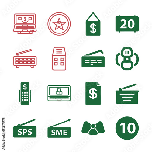 Red and green business finance on white background 3