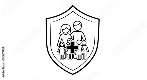 Family Shield Protection Symbol Emblem.