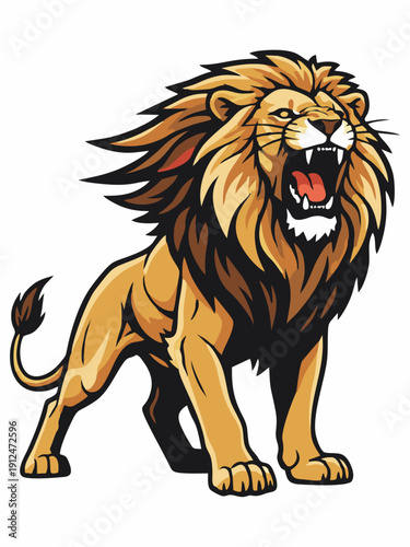Roaring Lion Vector Illustration Mascot Design
