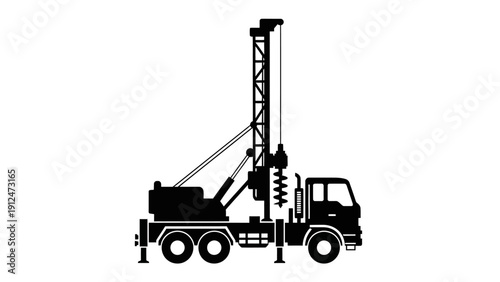 Large truck mounted drilling rig machine.