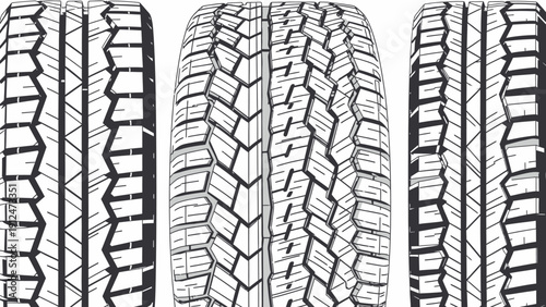 Closeup of various tire treads.