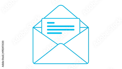 Blue outlined envelope icon with letter inside representing mail and communication.