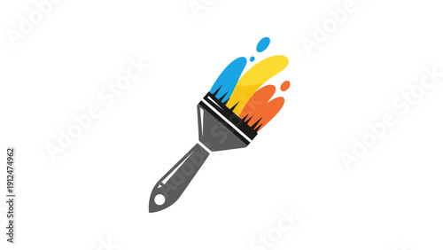 Colorful Paintbrush with Vibrant Bristles.