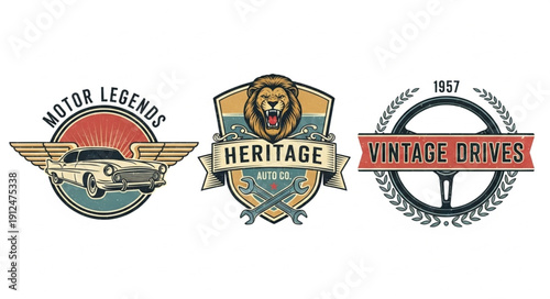 Vintage Car Logos and Emblem Designs.