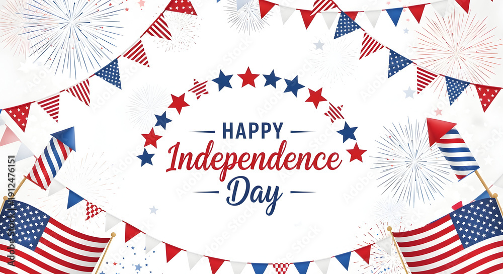 Obraz premium Happy 4th of july independence day celebration with patriotic decorations