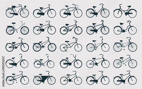 A collection of diverse bicycles and their unique wheel designs in various styles and eras