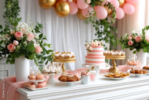 Wallpaper Mural Soft Colored Floral Dessert Table with Sweets and Elegant Decor for Events Torontodigital.ca