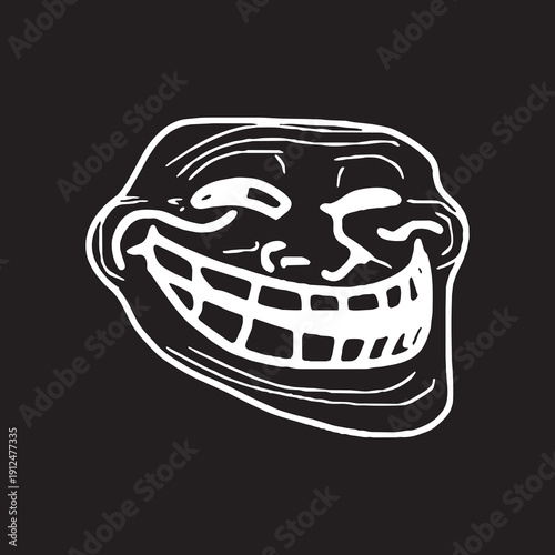 Trollface Meme Black and White Illustration
