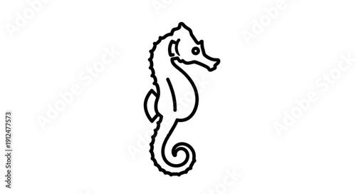 Stylized Outline Drawing of a Seahorse Creature.