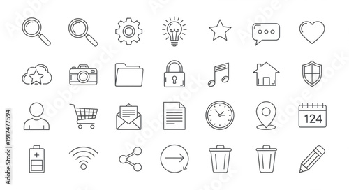 Collection of Hand Drawn Icons Representing Various Concepts.