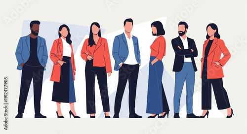 Diverse Group of Professionals Standing Together Confidently.